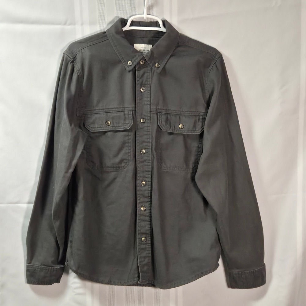 Lucky Brand Shirt Mens S Gray Button Down Long Sleeve Twill Utility Pocket